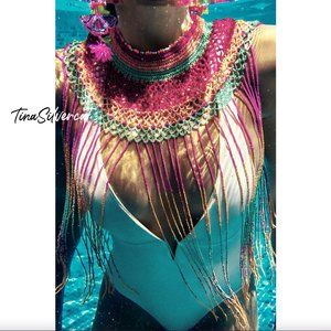Zara Beaded Crochet Top NWT